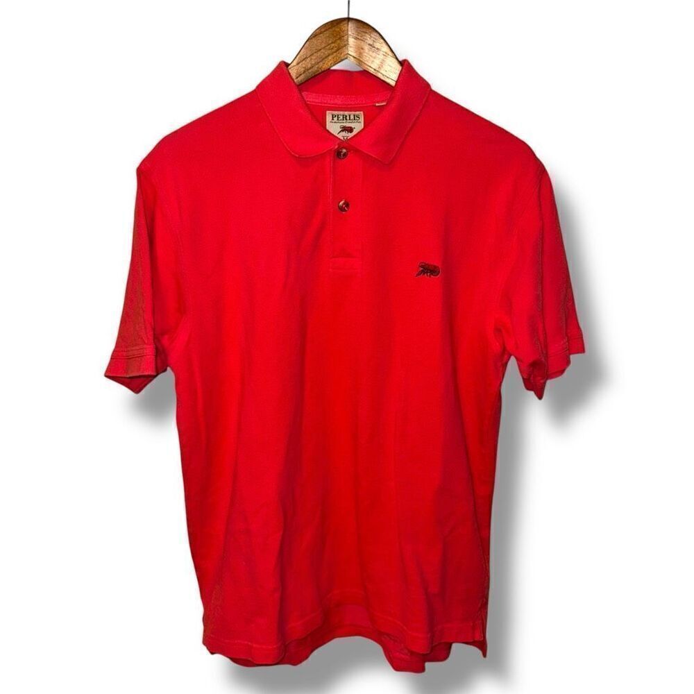 Salmon Red Perlis Pique Mesh Crawfish Polo Shirt M